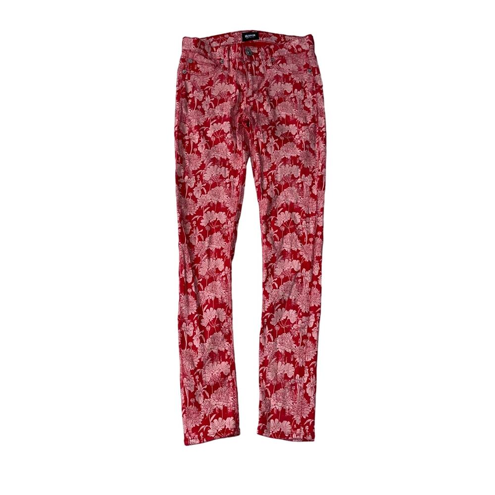 Hudson Jeans Red Floral Straight Leg Jeans